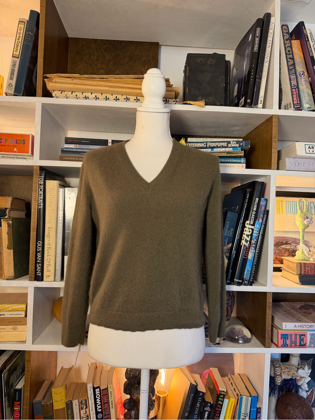 Jenni Kayne Olive Brown V-Neck Sweater